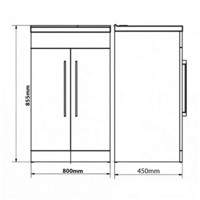 Kartell K-VIT Purity 800mm Floor Standing 2 Door Unit & Ceramic Basin - Silver Oak (PSO800DO-FUR060PU)
