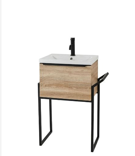 Kartell K-VIT Kore 500mm Wall Mounted Drawer Unit, Basin & Frame - Sonoma Oak (KOR500WM-O KOR500BASIN KOR-FRAME)