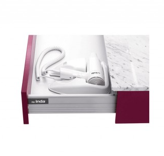Inda Hotellerie Hairdryer 25 x 9h x 20cm IPX0 For Drawer, With Safety Thermostat - White (A0452DWW)