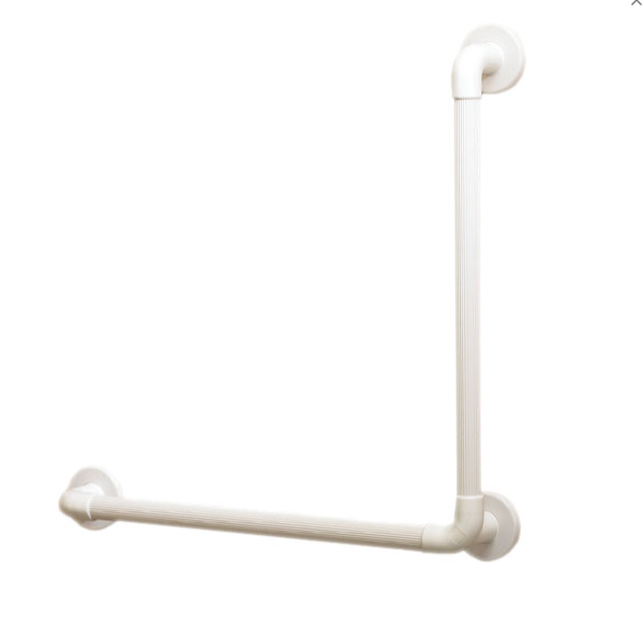 AKW 1400 Series 90 Degree Large Plastic Fluted Grab Rail 32mm dia 600x600mm Angle White (01430WH)