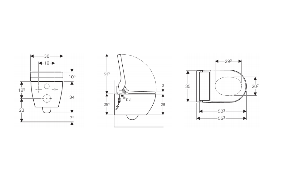 Geberit Aquaclean Tuma Classic Rimless Complete Wash Dry Toilet (146090111)