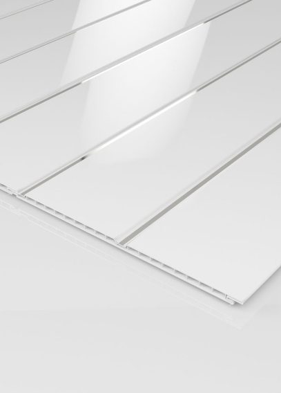 PVC Gloss White Ceiling Panels, Double Chrome 4 Pack, 4000mm x 250mm
