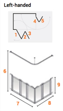 AKW Option E5 1200x820mm Shower Screens Suitable For Shower Tray, 750mm High, Left Handed (91381L)