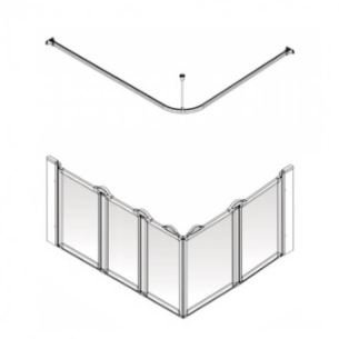 AKW Option E5 1200x820mm Shower Screens Suitable For Shower Tray, 750mm High, Left Handed (91381L)
