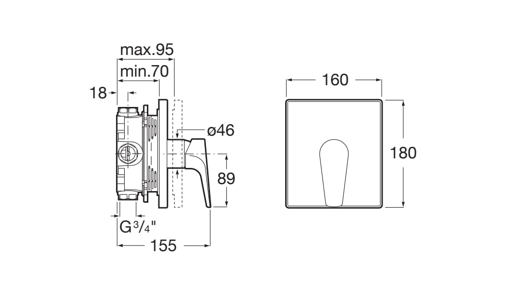Roca Atlas Built In Bath Or Shower Mixer (A5A2B90C00)