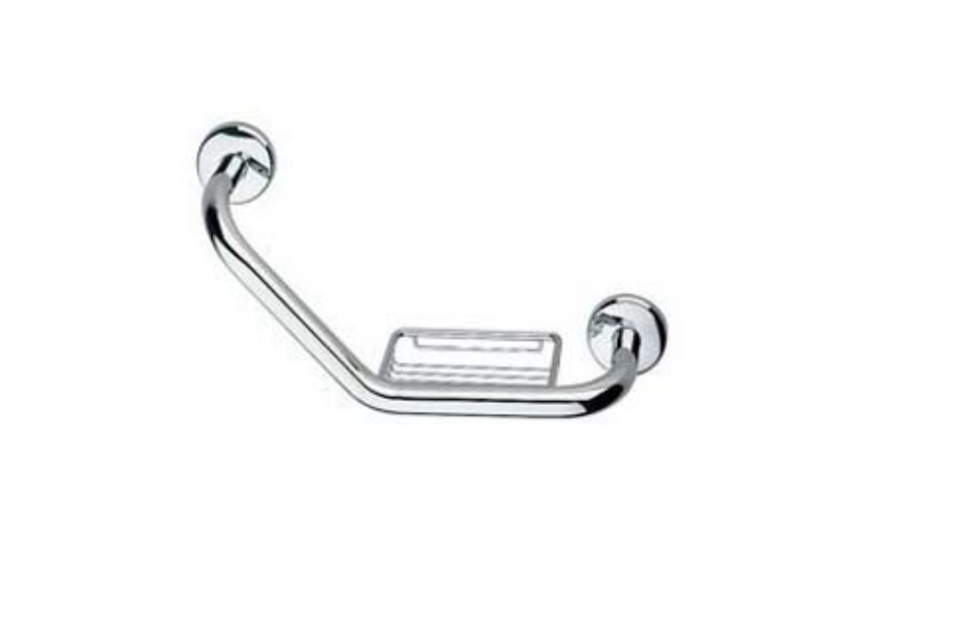 Inda Hotellerie Cranked Grab Bar with Basket 43x22hx12cm - Chrome (A0492TCR)