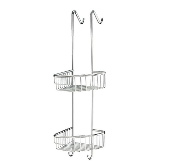 Inda Hotellerie Hook Double Corner Basket - Left Hand 21x74hx33cm - Chrome (AV033BCR)