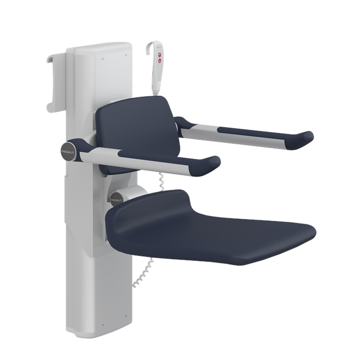 Pressalit PLUS Shower Seat 450, Electrically Height Adjustable And Manually Sideways Adjustable Blue (R7664108)