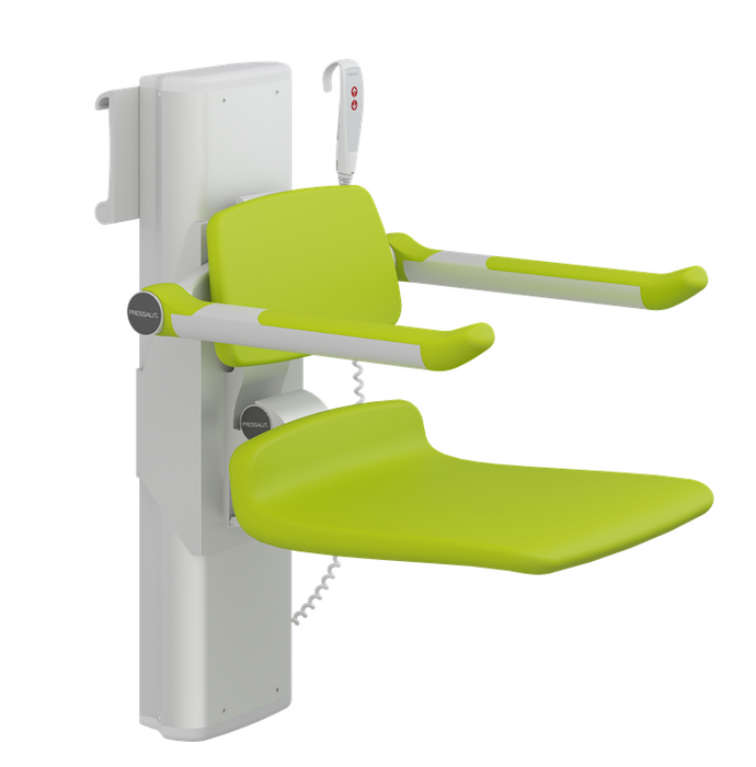 Pressalit PLUS Shower Seat 450, Electrically Height Adjustable And Manually Sideways Adjustable Lime Green (R7664277)