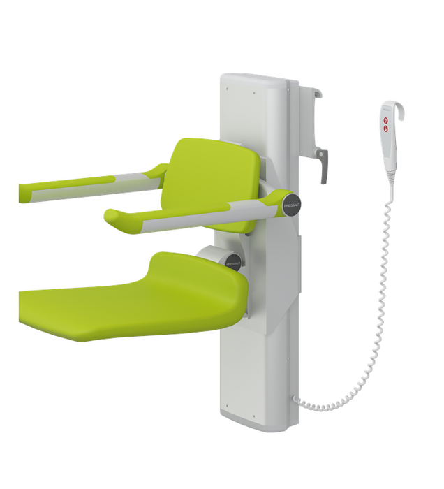 Pressalit PLUS Shower Seat 450, Electrically Height Adjustable And Manually Sideways Adjustable Lime Green (R7664277)