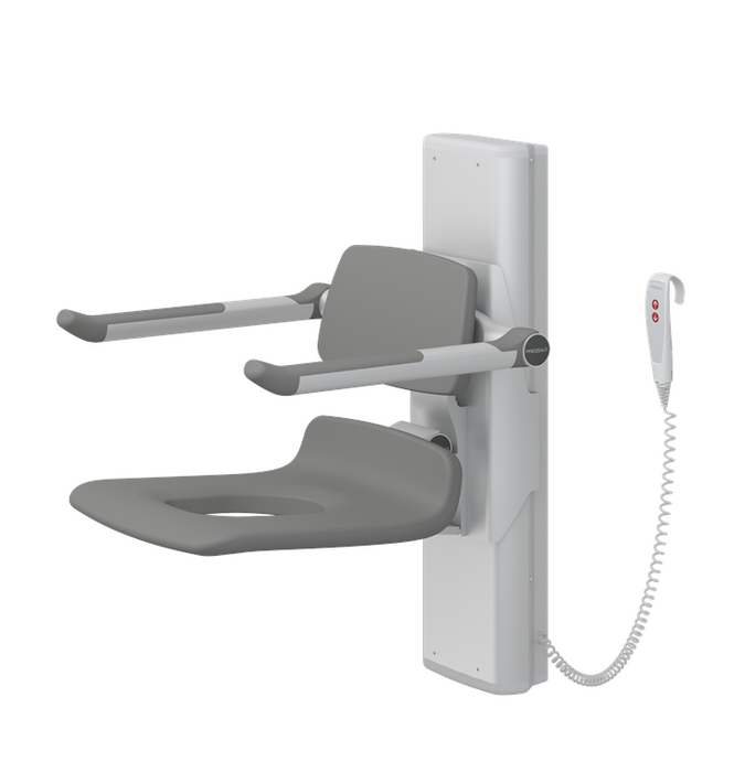 Pressalit PLUS Shower Seat 450 With Aperture, Electrically Height Adjustable Grey (R7635112)