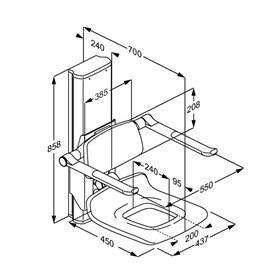 Pressalit PLUS Shower Seat 450 With Aperture, Electrically Height Adjustable Grey (R7635112)