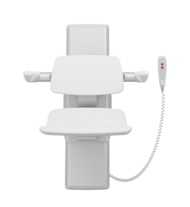 Pressalit PLUS Shower Seat 450 With Aperture, Electrically Height Adjustable White (R7635000)