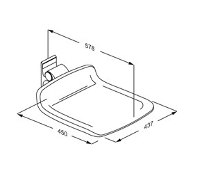 Pressalit PLUS Shower Seat 450, Fixed Height White (R7404000)