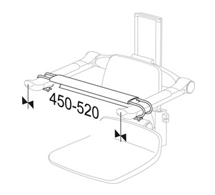 Pressalit PLUS Front Support, 450 - 520 mm Grey (RT873112)