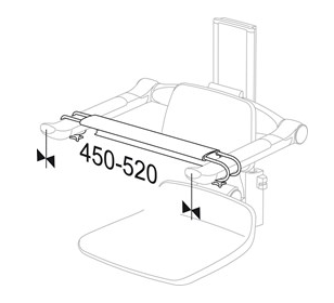 Pressalit PLUS Front Support, 450 - 520 mm Red (RT873035)