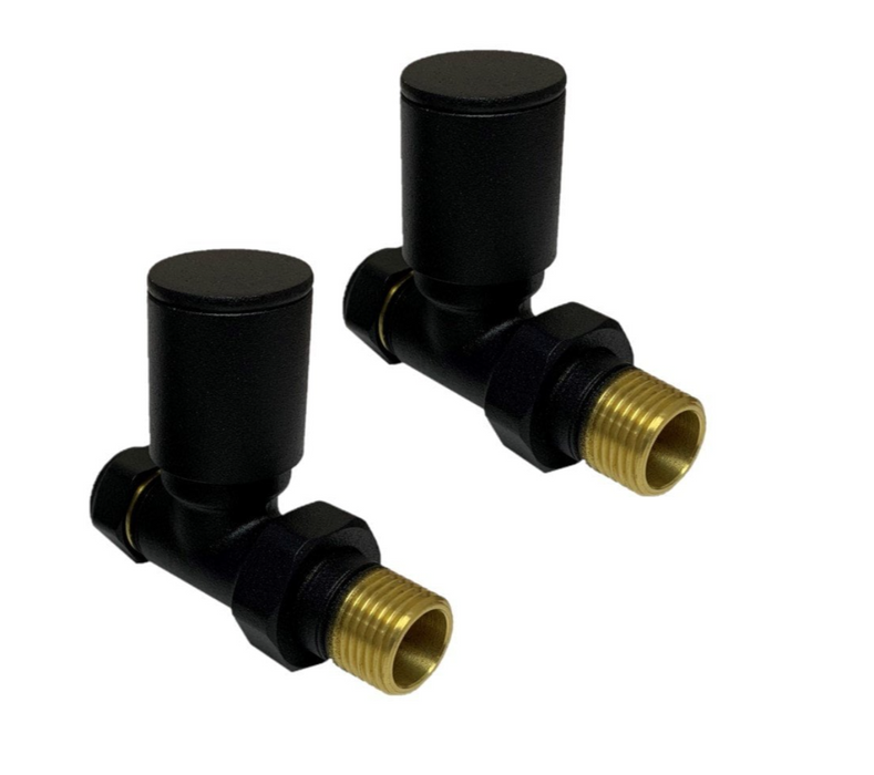 Kartell K-VIT Modern Straight or Angled Radiator Valve Twin Packs Matt Black (BLACK-STR)(BLACK-ANG)