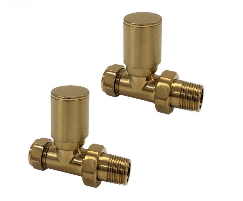 Kartell K-VIT Modern Straight or Angled Radiator Valve 15mm (Pair) Brass (BRASS-STR - BRASS-ANG))