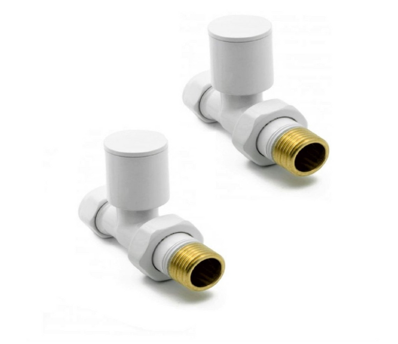 Kartell K-VIT Modern Straight or Angled Radiator Valve (Pair) White ( WHITE-STR) (WHITE-ANG)