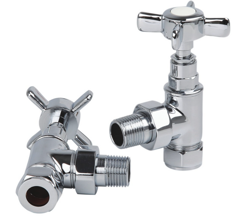 Kartell K-VIT Traditional Cross Head Rad Valve Angled (Pair) Chrome (TRAD-CROSS-ANG)