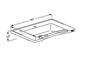 Pressalit MATRIX Medium Wash Basin Without Overflow 780x550mm, For Powered Basin Unit White (R2123000)