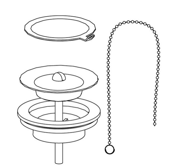 Pressalit Drain Fitting, Ring, Chain And Plug For MATRIX MEDIUM Vanity Wash Basin (LA1319)
