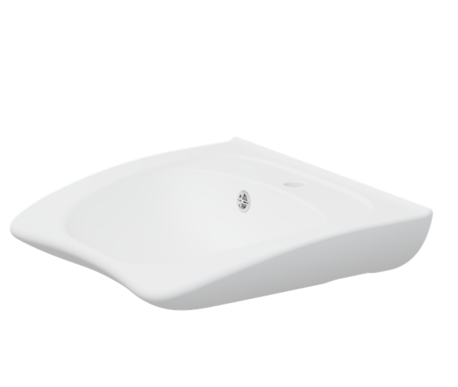 Pressalit MATRIX Curve II Ergonomic Wash Basin With Tap Hole And Overflow 600x487mm White (R2052000)