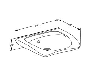 Pressalit MATRIX Curve II Ergonomic Wash Basin With Tap Hole And Overflow 600x487mm White (R2052000)