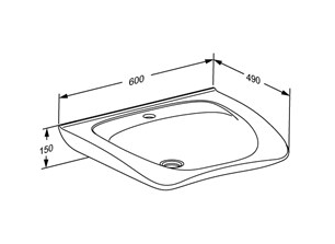 Pressalit MATRIX Curve II Ergonomic Wash Basin With Tap Hole, Without Overflow White 600x487mm(R2053000)