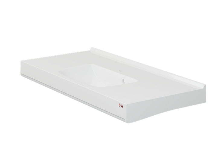 Pressalit MATRIX Square Vanity Wash Basin 1200x500mm With Overflow, Overflow Kit And Buttons For Height Adjustment White (R2172000)
