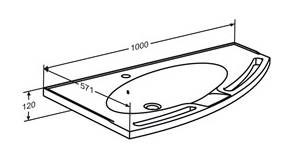 Pressalit MATRIX Angle Wash Basin With Integrated Handles, Overflow, Right-Facing 1000x571mm, White (R2040000)