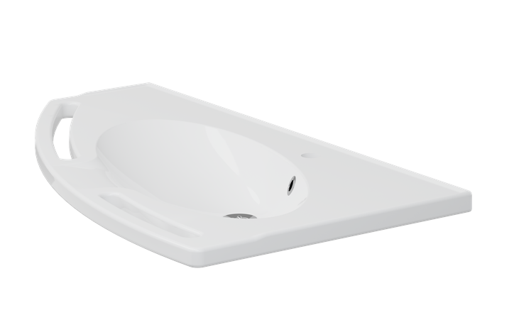 Pressalit MATRIX Angle Wash Basin Without Overflow 1000x571mm, With Integrated Handrails, Left-Facing White (R2043000)