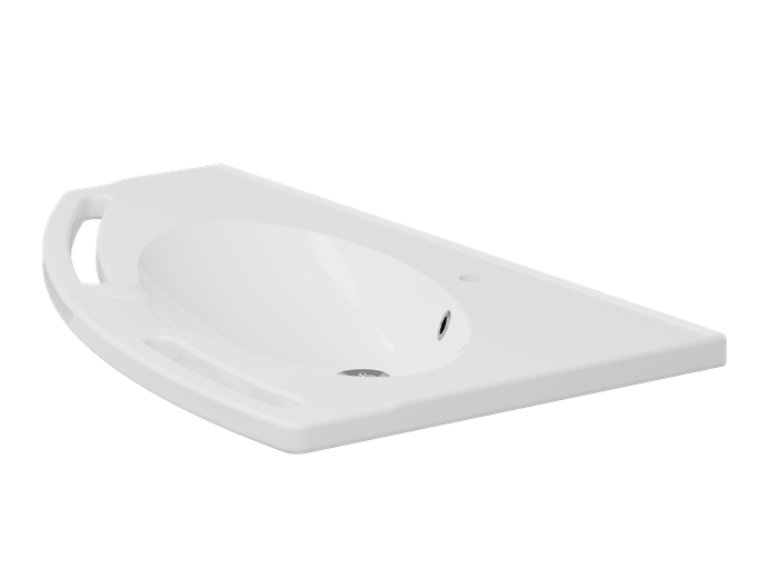 Pressalit MATRIX Angle Wash Basin Without Overflow 1000x571mm, With Integrated Handrails, Left-Facing White (R2043000)