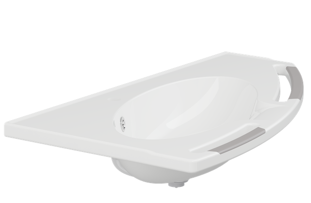 Pressalit MATRIX Angle Deep Wash Basin With Overflow 1000x571mm, With Integrated Handrails, Right-Facing White (R2140112000)