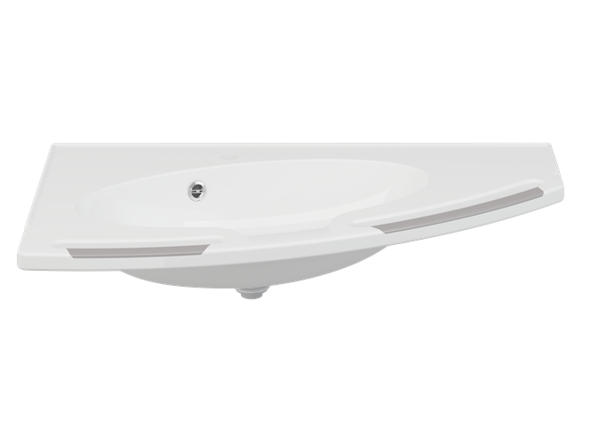 Pressalit MATRIX Angle Deep Wash Basin With Overflow 1000x571mm, With Integrated Handrails, Right-Facing White (R2140112000)