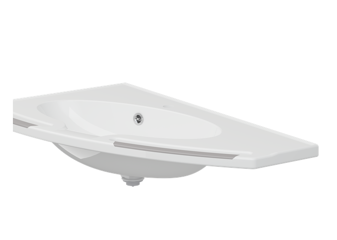 Pressalit MATRIX Angle Deep Wash Basin With Overflow 1000x571mm, With Integrated Handrails, Right-Facing White (R2140112000)