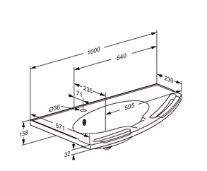 Pressalit MATRIX Angle Deep Wash Basin With Overflow 1000x571mm, With Integrated Handrails, Right-Facing White (R2140112000)