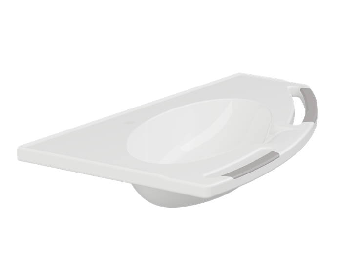 Pressalit MATRIX Angle Deep Wash Basin Without Overflow 1000x571mm, With Integrated Handrails, Right-Facing White (R2141112000)