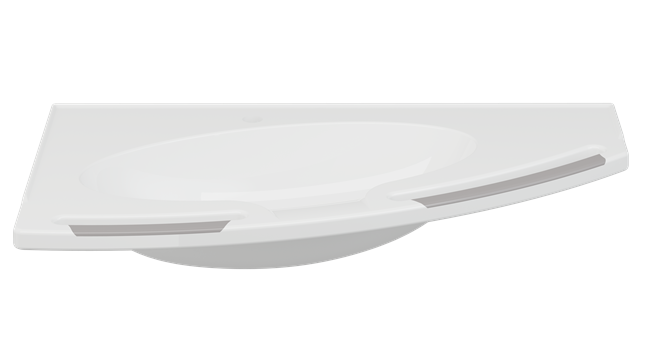 Pressalit MATRIX Angle Deep Wash Basin Without Overflow 1000x571mm, With Integrated Handrails, Right-Facing White (R2141112000)