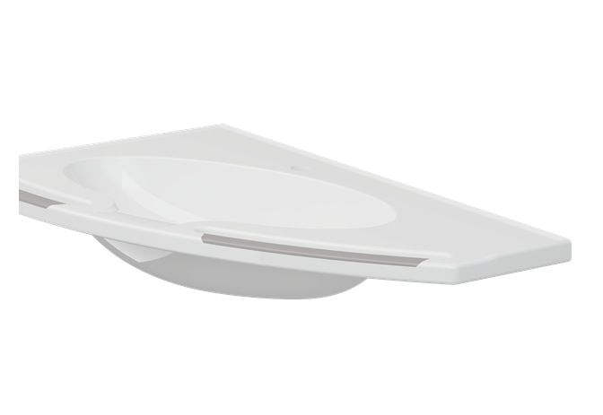 Pressalit MATRIX Angle Deep Wash Basin Without Overflow 1000x571mm, With Integrated Handrails, Right-Facing White (R2141112000)