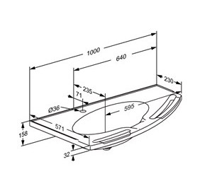 Pressalit MATRIX Angle Deep Wash Basin Without Overflow 1000x571mm, With Integrated Handrails, Right-Facing White (R2141112000)