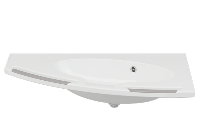 Pressalit MATRIX Angle Deep Wash Basin With Overflow 1000x571mm, With Integrated Handrails, Left-Facing White (R2142112000)