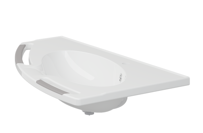 Pressalit MATRIX Angle Deep Wash Basin With Overflow 1000x571mm, With Integrated Handrails, Left-Facing White (R2142112000)
