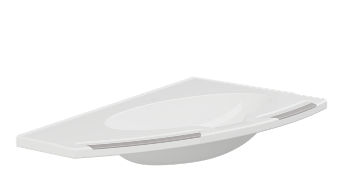 Pressalit MATRIX Angle Deep Wash Basin Without Overflow 1000x571mm, With Integrated Handrails, Left-Facing White (R2143112000)