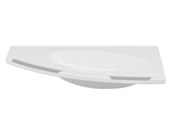 Pressalit MATRIX Angle Deep Wash Basin Without Overflow 1000x571mm, With Integrated Handrails, Left-Facing White (R2143112000)
