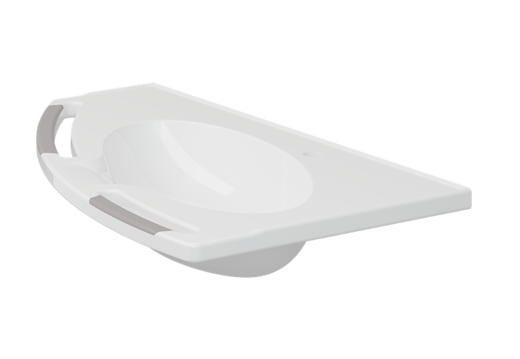 Pressalit MATRIX Angle Deep Wash Basin Without Overflow 1000x571mm, With Integrated Handrails, Left-Facing White (R2143112000)