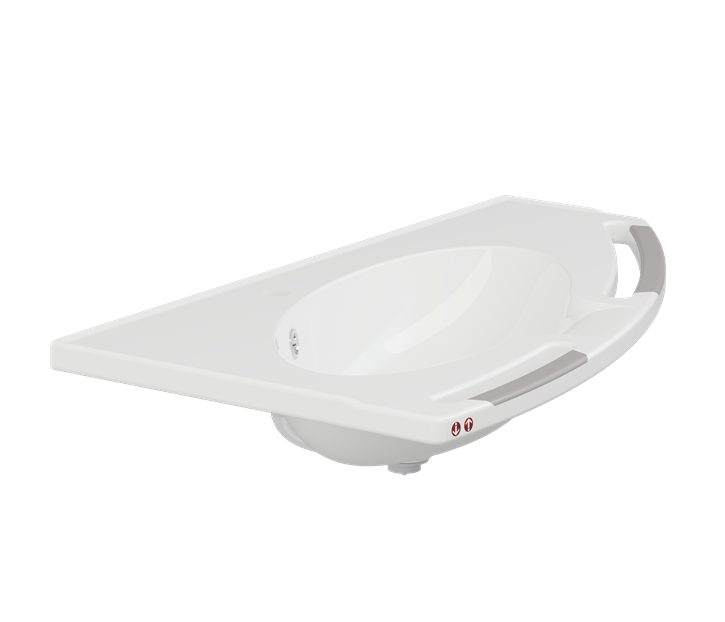 Pressalit MATRIX Angle Deep Wash Basin With Overflow And Integrated Handrails 1000x571mm, Right-Facing, For Powered Basin Units White (R2150112000)