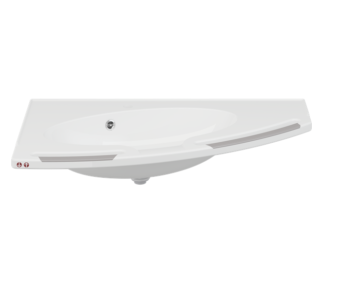 Pressalit MATRIX Angle Deep Wash Basin With Overflow And Integrated Handrails 1000x571mm, Right-Facing, For Powered Basin Units White (R2150112000)