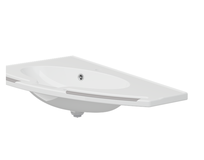 Pressalit MATRIX Angle Deep Wash Basin With Overflow And Integrated Handrails 1000x571mm, Right-Facing, For Powered Basin Units White (R2150112000)