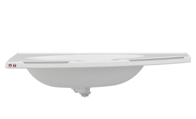 Pressalit MATRIX Angle Deep Wash Basin With Overflow And Integrated Handrails 1000x571mm, Right-Facing, For Powered Basin Units White (R2150112000)